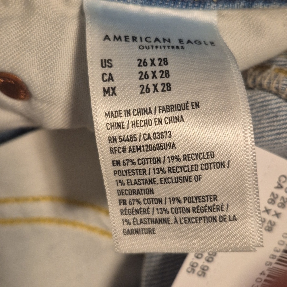 NWT American Eagle AirFlex+ Slim Light Wash Jeans 26x32 - Picture 7 of 10